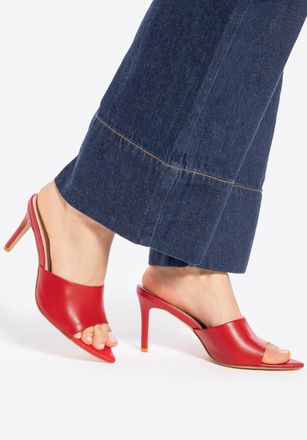 Wittchen Dames rode leren muiltjes met hoge hak