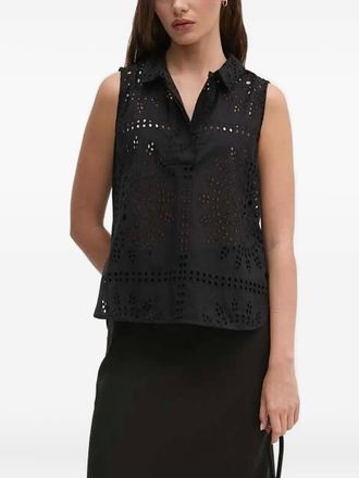 Sandro Ferrone Blusa smanicata con ricamo - Nero