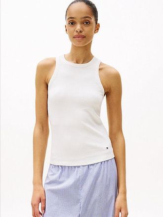 Tommy Hilfiger Camiseta acanalada sin mangas de corte slim