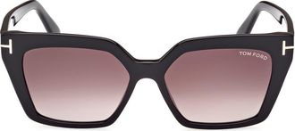 Tom Ford Winona 53mm Gradient Cat Eye Sunglasses in Shiny Black /Gradient Rose at Nordstrom