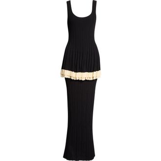 Ashlyn Kishi Layered Rib Sweater Dress in Black/Ivory at Nordstrom, Size Medium