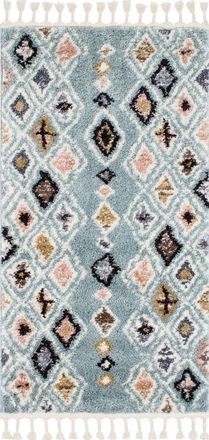 Nazar Rugs Alfombra de pasillo bereber turquesa 80x150 dise&ntilde;o &eacute;tnico