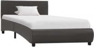 vidaXL Estructura Cama Led Sin Colch&oacute;n Cuero Sint&eacute;tico Gris 100x200 Cm Vidaxl