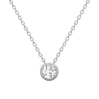 Diamond2Deal 14K White Gold 2 Ct Lab Grown Round Diamond Pendant Necklace