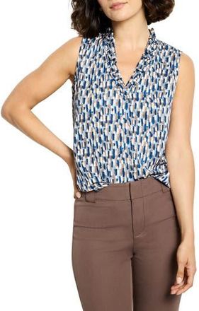Nic+Zoe Brushstrokes Ruffle Sleeveless Top in Neutral Multi at Nordstrom Rack, Size X-Small