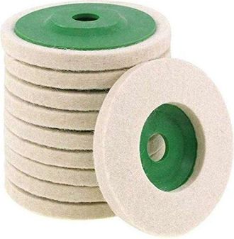 OEM Verde - Juego De 10 Discos De Pulido De Fieltro De Lana Para Amoladora Angular, 10 Cm/8 Mm