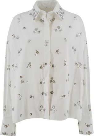 Ermanno Scervino Shirt - Dames - Overhemden - Wit - XS - Pailletten - Overhemden