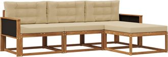 vidaXL Conjunto De Sof&aacute;s De Exterior 4 Uds. Natural Y Beige Vidaxl