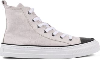 Brunello Cucinelli Cotton Linen High-Top Sneakers - Silver