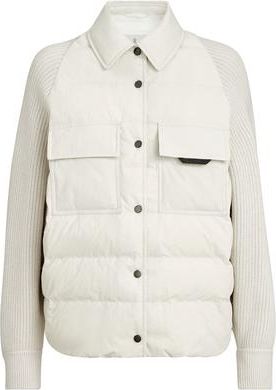 Brunello Cucinelli Knit down coat in Ivory at Nordstrom, Size 46 It