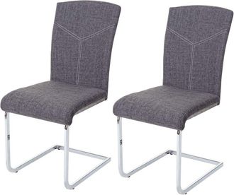 Hhg Set 2x sedie sala da pranzo design moderno 524 struttura a slitta tessuto grigio