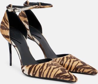 Alaia 90 tiger-print calf hair pumps