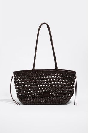 Bimba & Lola Plaited Leather Shopper Bag in Dark Brown at Nordstrom