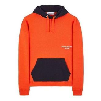 Stone Island Color blocked Hoodie Orange Black 7915651X6-V0037