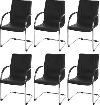 Hhg Hhg - Lote De 6 Sillas De Comedor Samara, Cantilever Silla De Cocina Sill&oacute;n Silla, Acero, Negro