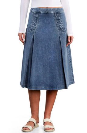 Wash Lab Denim Cascade Pleated Denim Skirt in Regal Blue at Nordstrom, Size 32