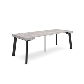 Skraut Home Mesa Consola Extensible, Mesa Comedor Plegable, 220, Para 10 Comensales, Patas De Madera, Estilo Moderno, Gris Cemento - Skraut Home