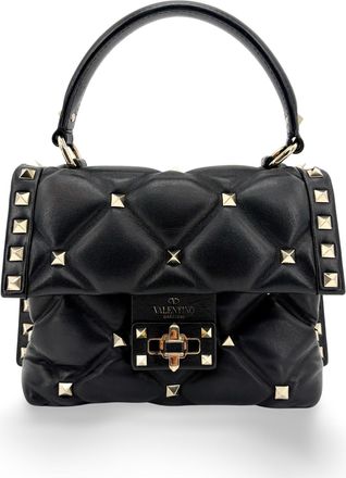 Valentino Garavani Rockstud Spike Small Top Handle Bag Black