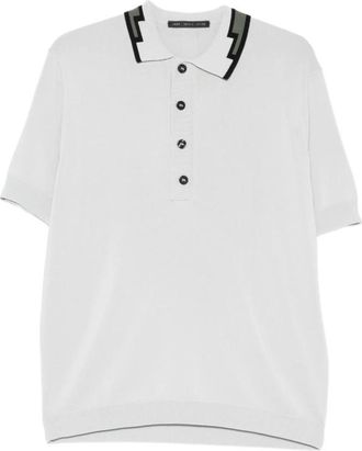 low brand Polo shirt met zigzagkraag - Heren - Polos - Wit - L - Nylon - Tops