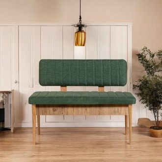 Dmora Banco Salento, Soporta 150 Kg, Estructura Verde, Asiento A 48 Cm, 110x40x85h Cm Roble Marr&oacute;n