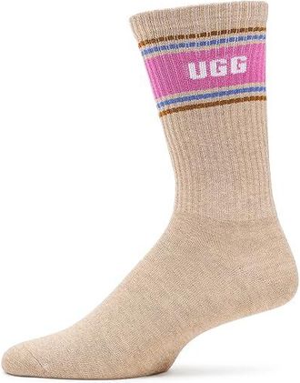UGG Jedlyn Varsity Crew Womens Sock Sand Heather/Woodviolet, Cotton/Polyester