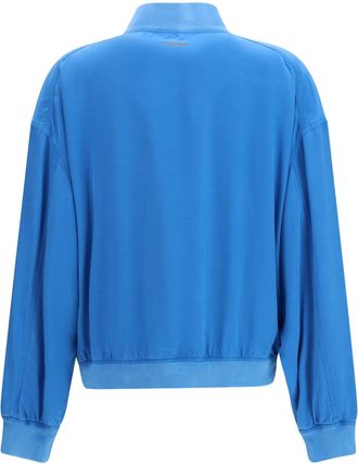 Versace Womens Silk Zipper Jacket Azur