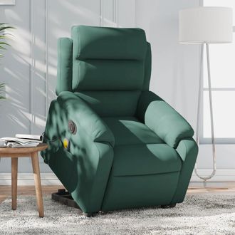 vidaXL Vidaxl - Sill&oacute;n Masaje Reclinable Elevable Terciopelo Verde Oscuro