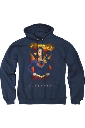 Gildan Supergirl Standing Symbol Adult Pull Over Hoodie / Hooded Sweatshirt
