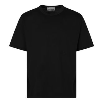 Stone Island T-Shirts, male, Black, Size: XL Textured Mercerized Cotton Jersey T-shirt