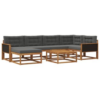 vidaXL Conjunto De Sof&aacute;s De Exterior 7 Pcs Natural Y Antracita Vidaxl