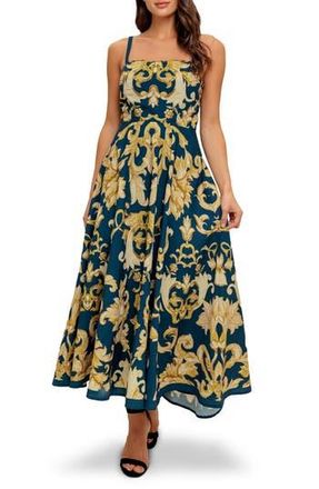 Flying Tomato Square Neck Midi Dress in Blue at Nordstrom Rack, Size Medium