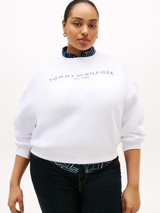 Tommy Hilfiger Sweatshirt TOMMY HILFIGER CURVE CRV CORP LOGO MDRN SWTSRT, Damen, Gr. 48, th optic wei&szlig;, Sweatware, Obermaterial: 63% Baumwolle, 37% Polyester, bedruc