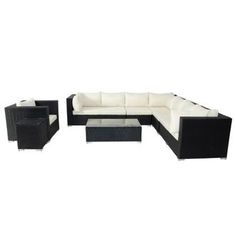 Concept Usine Sal&oacute;n de jard&iacute;n panor&aacute;mico 8 plazas de resina tejida blanco y negro