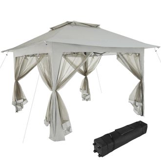 TecTake Carpa plegable doble techo 364 x 364 x 294 cm piquetas y bolsa gris