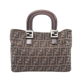 Fendi Pre-owned Zucca Canvas Leather Handbag - Dames - Pre-owned - Bruin - Maat: ONE Size Leer