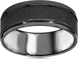Pompeii3 8mm Hammered 10K Black Gold Mens Wedding Band Size Selectable