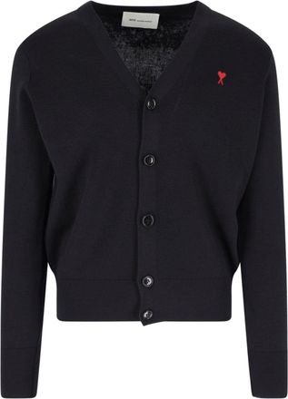 Ami Black Ami de Coeur Wool Cardigan