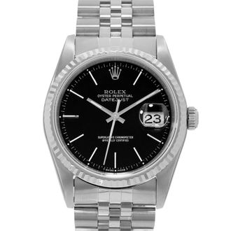Rolex Pre-owned Rolex Datejust 36 Automatic Chronometer Black Dial Mens Watch 16234 BKSJ