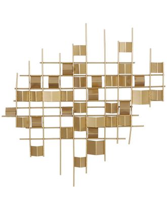 CosmoLiving by Cosmopolitan Cosmoliving By Cosmopolitan Geometric Gold Metal 3D Folded Stripes Wall Decor