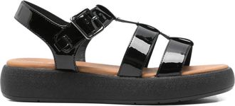 Geox 40mm D Camalei buckle-fastening platform sandals - women - Rubber/Calf Leather/Patent Calf Leather - 36 - Black