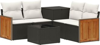 vidaXL Juego De Sof&aacute; 6 Uds. Negro Y Blanco Crema Vidaxl