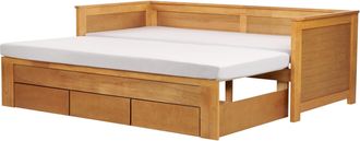 Beliani Beliani - Cama Extensible Con Almacenaje De Madera De Caucho Clara 90/180 X 200 Cm Cahors