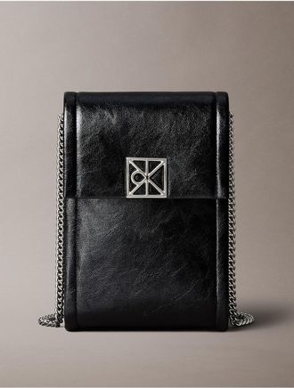 Calvin Klein Womens Emblem Hardware Phone Crossbody - Black - OS