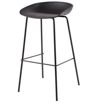 Koketto Home Taburete alto con asiento de polipropileno y patas de metal negro