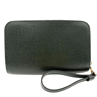 Louis Vuitton Pre-owned Taiga Leren Clutch - Heren - Pre-owned - Groen - Maat: ONE Size Leer