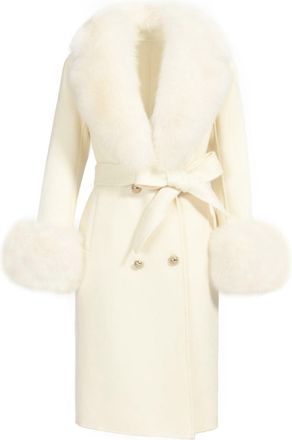 Wanan Luxury Cappotto Chic Bianco in Misto Cachemire-Donna -Bianco