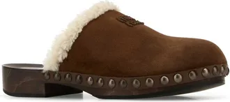 Miu Miu Womens Brown Suede Clogs Cacao Scarpe Con Tacco High Heel Shoes