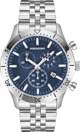 Ferragamo Master Bracelet Strap Chronograph Watch, 43mm in Stainless Steel at Nordstrom Rack