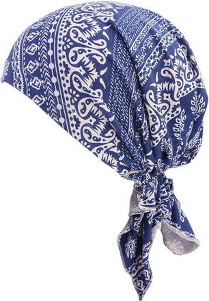 Generic Chemo Headwear for Women UK Beanie Scarf Soft Turban Cap Floral Head Wraps Cotton Fabric Head Wear Alopecia Bandana Head Cover (Blue), One Size-M