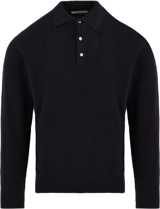 FILIPPO DE LAURENTIIS Polo Collar Sweater - Heren - Polos - Zwart - L - Kasjmier - Tops